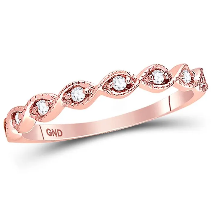 14k Rose Gold Round Diamond Twist Stackable Band Ring 110 Cttw gndatlanta Rings