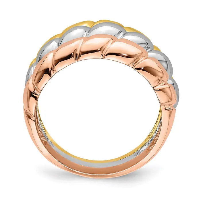 14k Tricolor Gold Triple Shrimp Band Goldia Rings