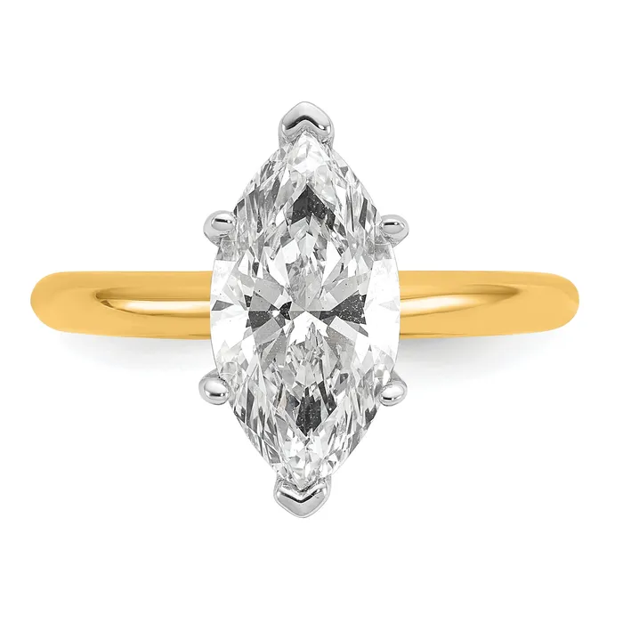 14k Twotone 2 12 Ct Lab Grown Diamond VSSI G Marquise Solitare Engagement Ring Goldia Rings