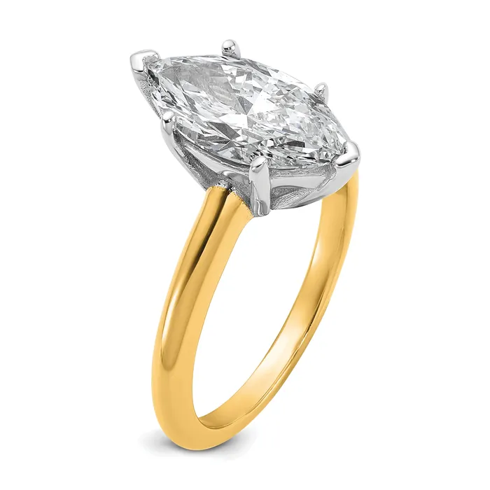 14k Twotone 2 12 Ct Lab Grown Diamond VSSI G Marquise Solitare Engagement Ring Goldia Rings