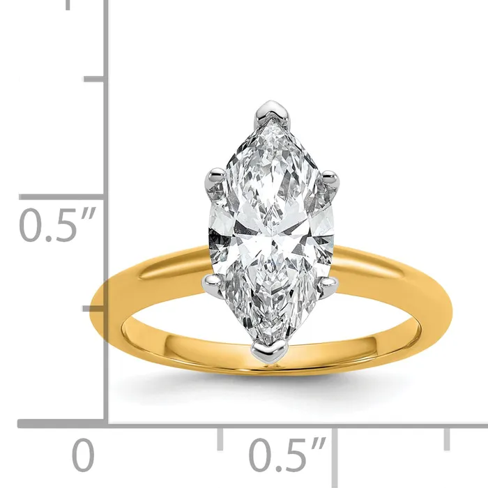 14k Twotone 2 12 Ct Lab Grown Diamond VSSI G Marquise Solitare Engagement Ring Goldia Rings