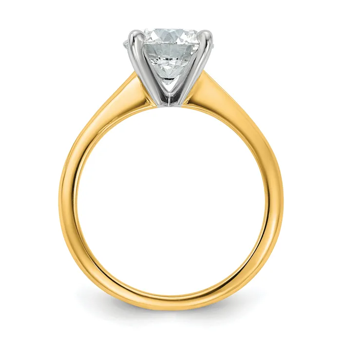 14k Twotone 2 Ct Certified Lab Grown Diamond VSSI G Round Solitaire Engagement Ring Goldia Rings