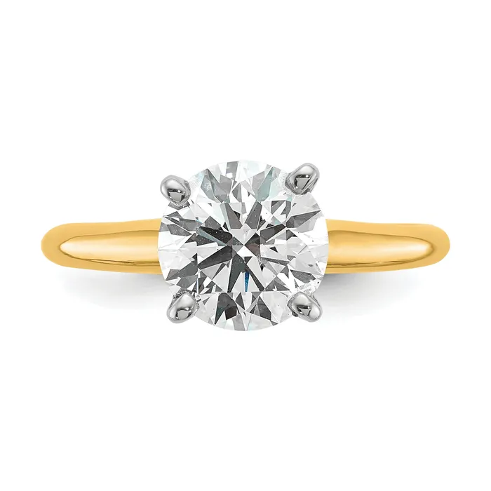 14k Twotone 2 Ct Certified Lab Grown Diamond VSSI G Round Solitaire Engagement Ring Goldia Rings