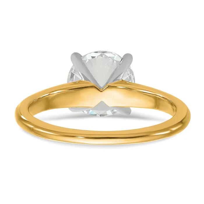 14k Twotone 2 Ct Certified Lab Grown Diamond VSSI G Round Solitaire Engagement Ring Goldia Rings