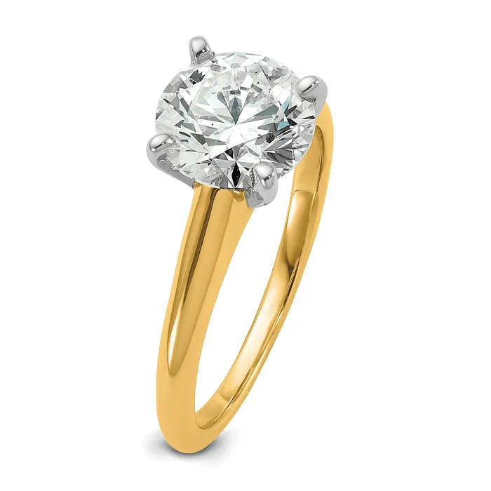 14k Twotone 2 Ct Certified Lab Grown Diamond VSSI G Round Solitaire Engagement Ring Goldia Rings
