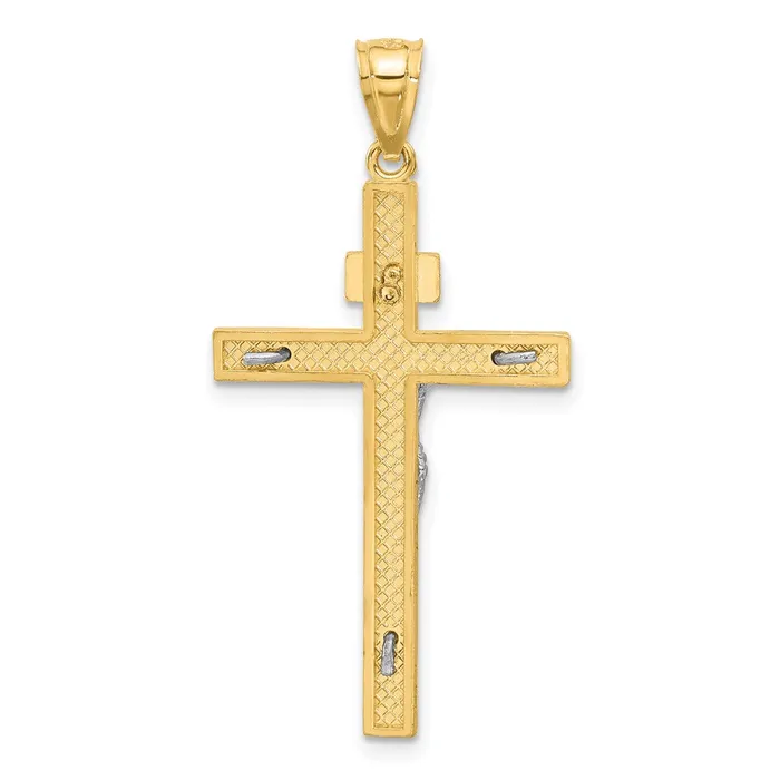 14k Twotone Gold INRI Crucifix Pendant Goldia Rings