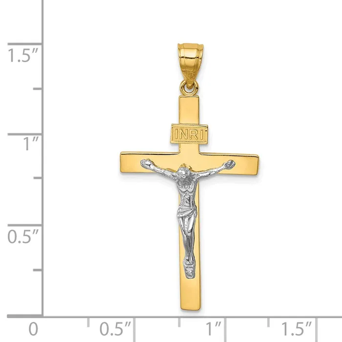 14k Twotone Gold INRI Crucifix Pendant Goldia Rings