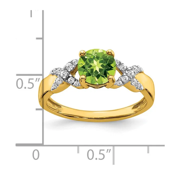14k TwoTone Gold Peridot and Real Diamond Ring Goldia Rings