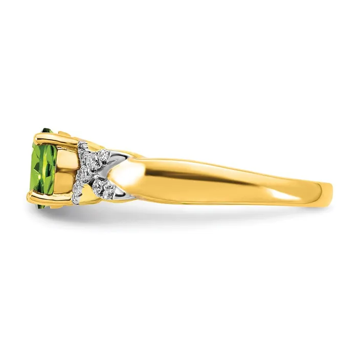14k TwoTone Gold Peridot and Real Diamond Ring Goldia Rings