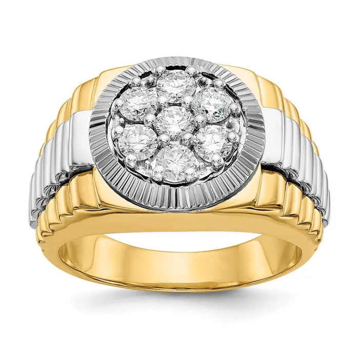 14k TwoTone Gold VS Real Diamond mens ring Goldiacom Rings