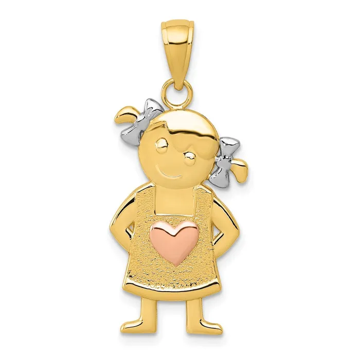 14k Twotone Gold Yellow and Rose Gold wRhodium Girl Pendant Goldia Rings