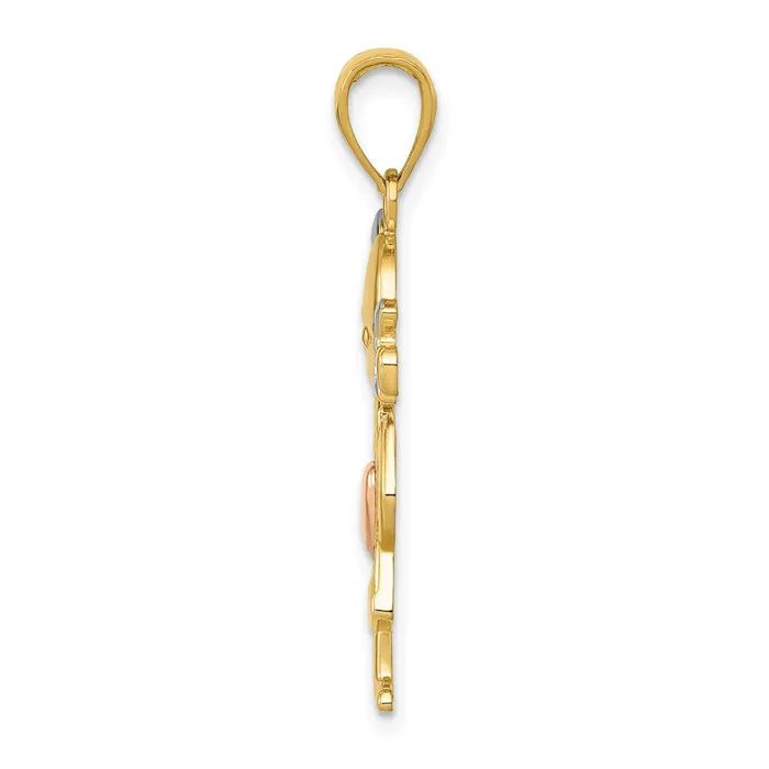 14k Twotone Gold Yellow and Rose Gold wRhodium Girl Pendant Goldia Rings