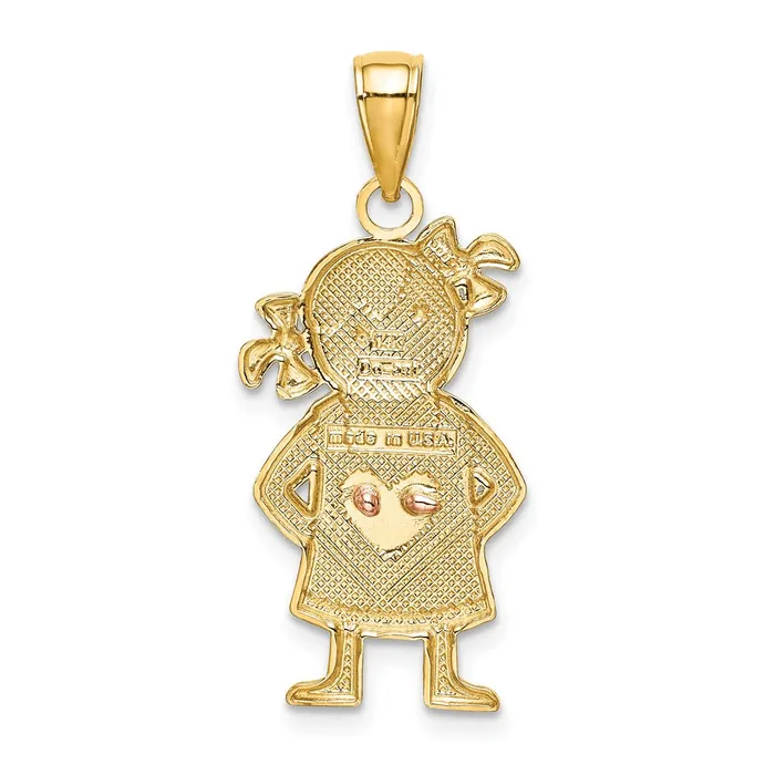 14k Twotone Gold Yellow and Rose Gold wRhodium Girl Pendant Goldia Rings