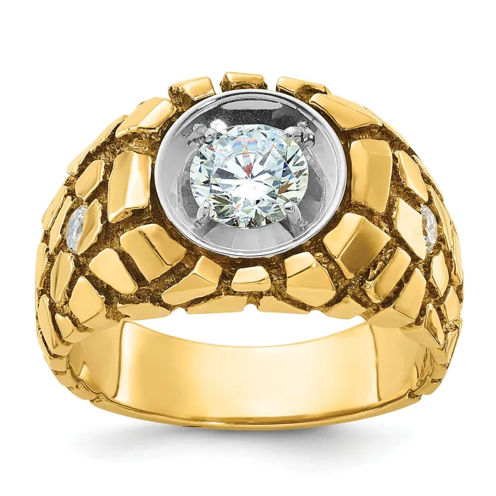 14k Twotone Two Tone 1 Ct Lab Grown Diamond VSSI G Mens Nugget Ring Goldia Rings 14k Twotone Two Tone 1 Ct Lab Grown Diamond VSSI G Mens Nugget Ring Goldia Rings