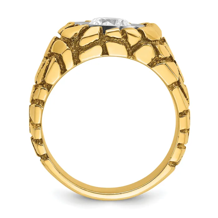 14k Twotone Two Tone 1 Ct Lab Grown Diamond VSSI G Mens Nugget Ring Goldia Rings