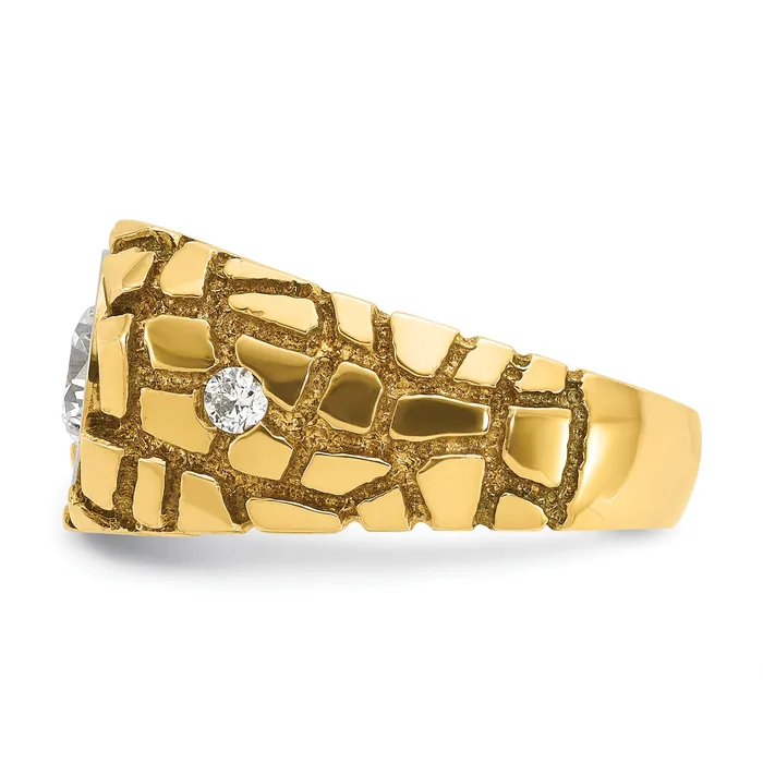 14k Twotone Two Tone 1 Ct Lab Grown Diamond VSSI G Mens Nugget Ring Goldia Rings