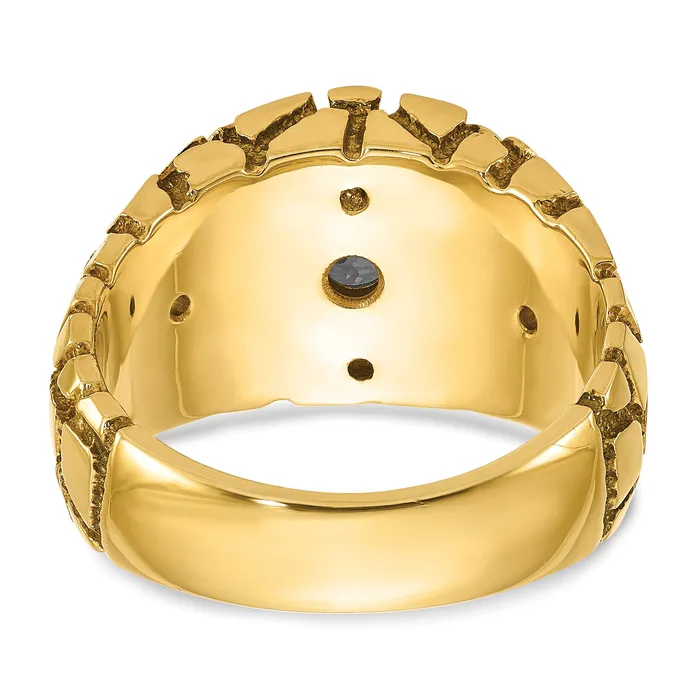 14k Twotone Two Tone 1 Ct Lab Grown Diamond VSSI G Mens Nugget Ring Goldia Rings