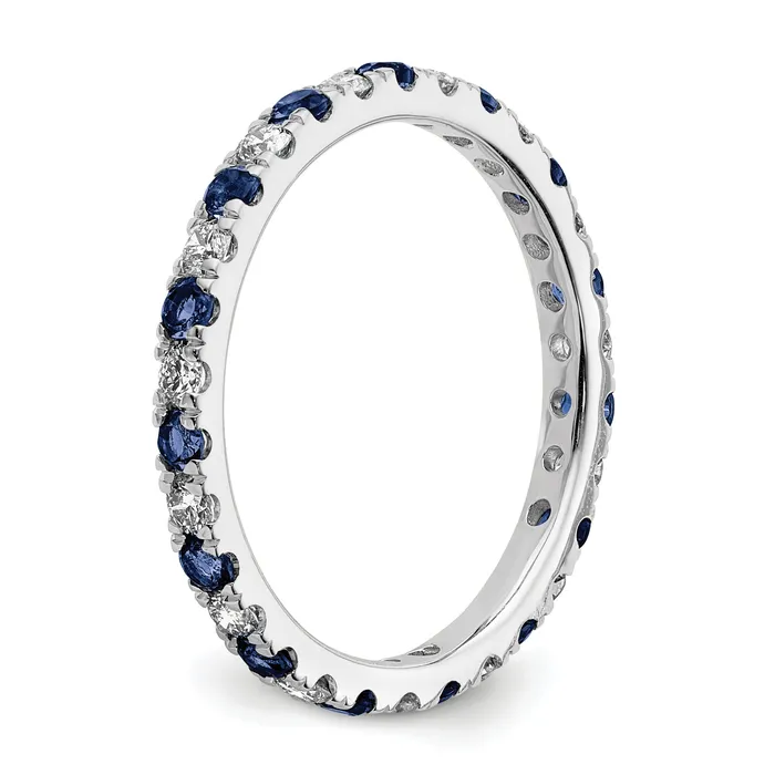 14k White Gold 12 Ct Lab Grown Diamond VSSI G and Lab Created Blue Sapphire Eternity Band Ring Goldia Rings