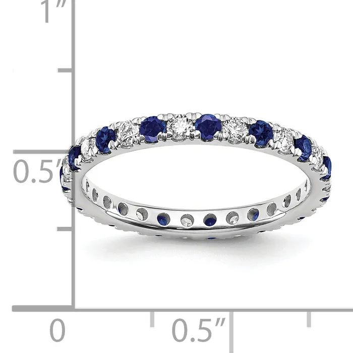14k White Gold 12 Ct Lab Grown Diamond VSSI G and Lab Created Blue Sapphire Eternity Band Ring Goldia Rings