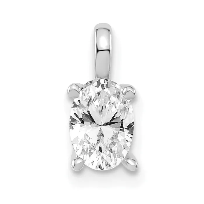 14k White Gold 12 Ct Lab Grown Diamond VSSI G Oval Solitaire Pendant Goldia Necklaces 14k White Gold 12 Ct Lab Grown Diamond VSSI G Oval Solitaire Pendant Goldia Necklaces