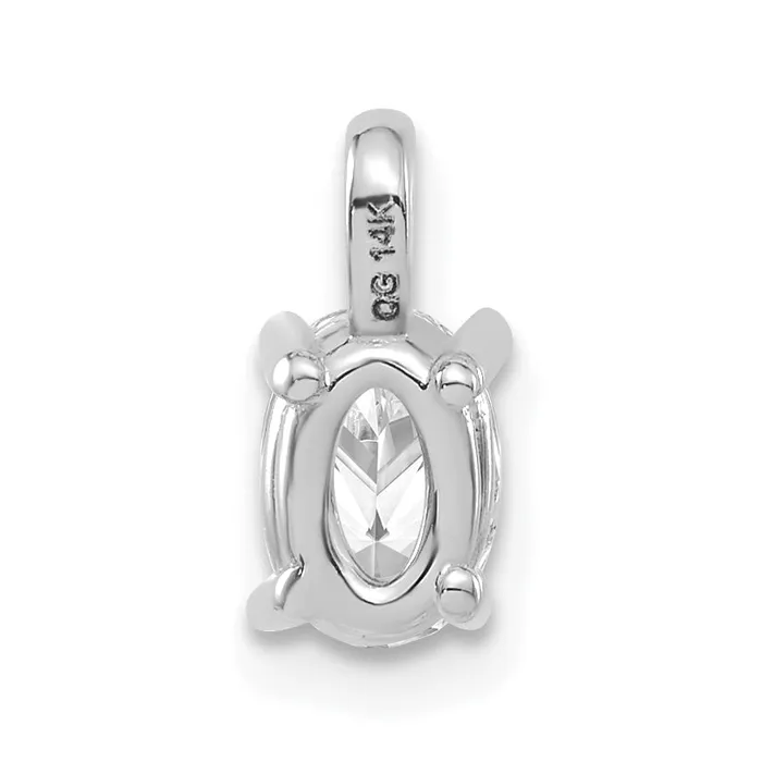 14k White Gold 12 Ct Lab Grown Diamond VSSI G Oval Solitaire Pendant Goldia Necklaces