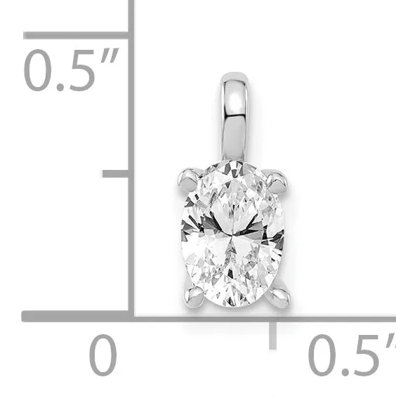 14k White Gold 12 Ct Lab Grown Diamond VSSI G Oval Solitaire Pendant Goldia Necklaces