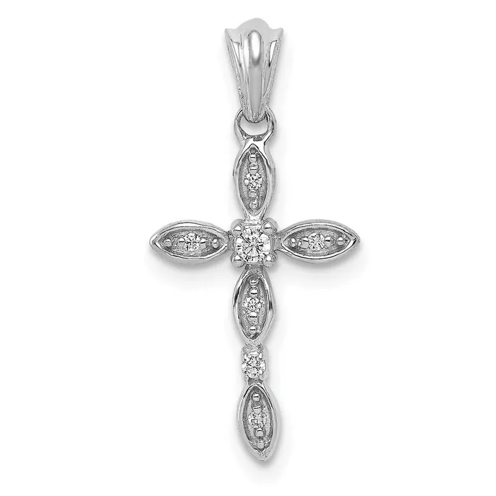 14k White Gold 120ct Real Diamond Cross Pendant Goldia Necklaces