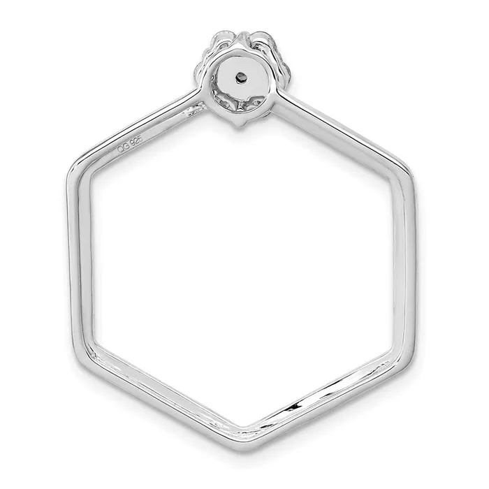 14k White Gold 13ct Real Diamond Fancy Hexagon Chain Slide Goldia Necklaces