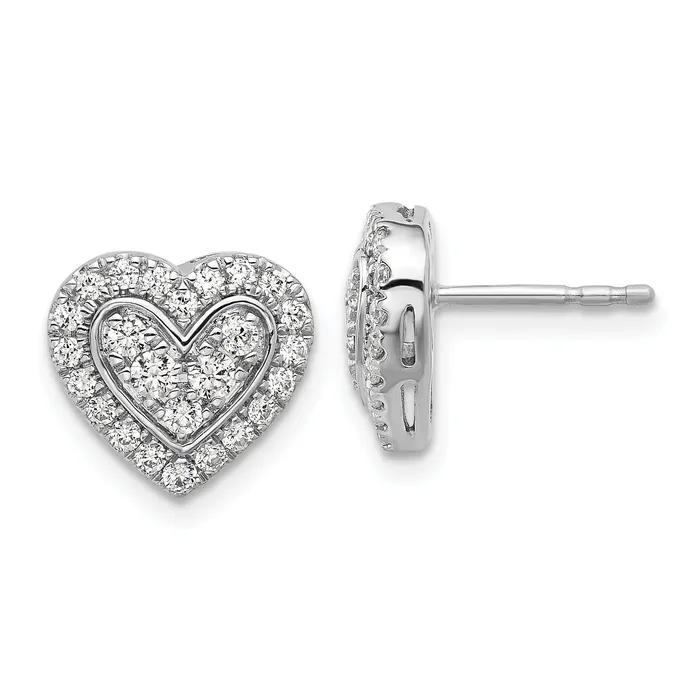 14k White Gold 34 Ct Lab Grown Diamond VSSI G Halo Heart Post Earrings Goldia Earrings 14k White Gold 34 Ct Lab Grown Diamond VSSI G Halo Heart Post Earrings Goldia Earrings