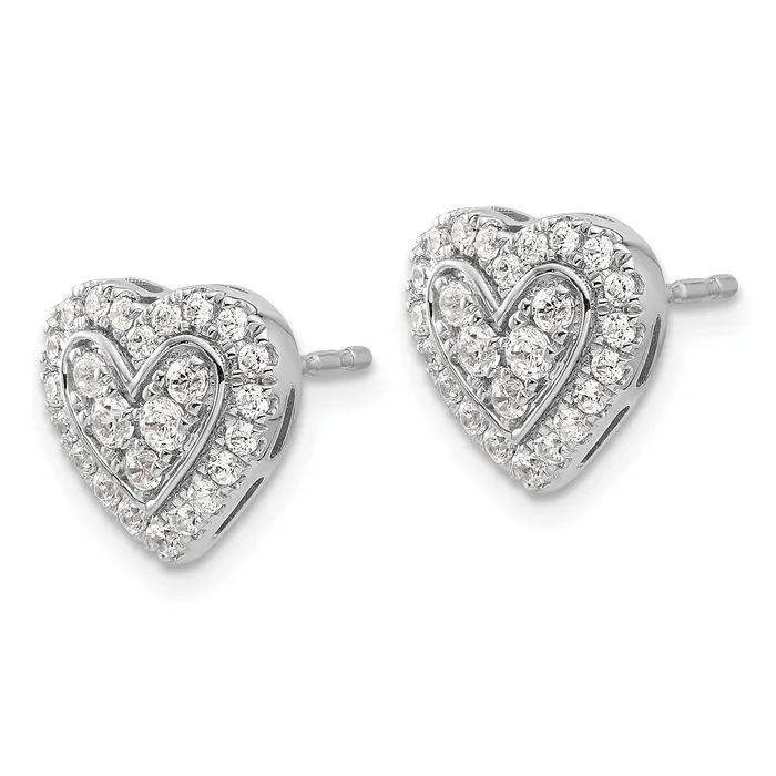 14k White Gold 34 Ct Lab Grown Diamond VSSI G Halo Heart Post Earrings Goldia Earrings