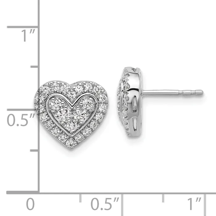 14k White Gold 34 Ct Lab Grown Diamond VSSI G Halo Heart Post Earrings Goldia Earrings