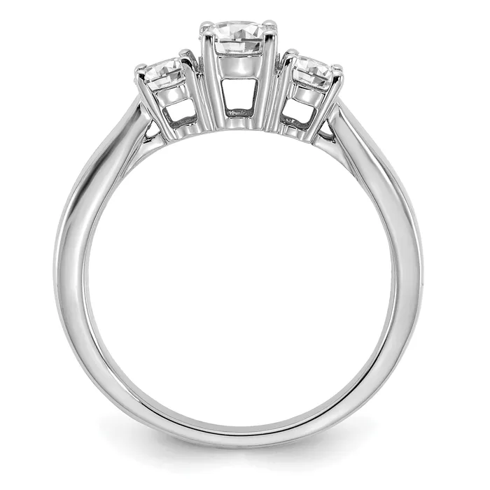 14k White Gold 38 Ct Ct Lab Grown Diamond VSSI G 38 Ct Center Round Three Stone Engagement Ring Goldia Rings