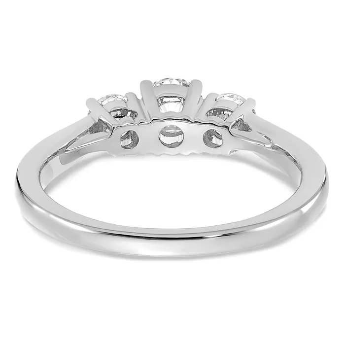 14k White Gold 38 Ct Ct Lab Grown Diamond VSSI G 38 Ct Center Round Three Stone Engagement Ring Goldia Rings