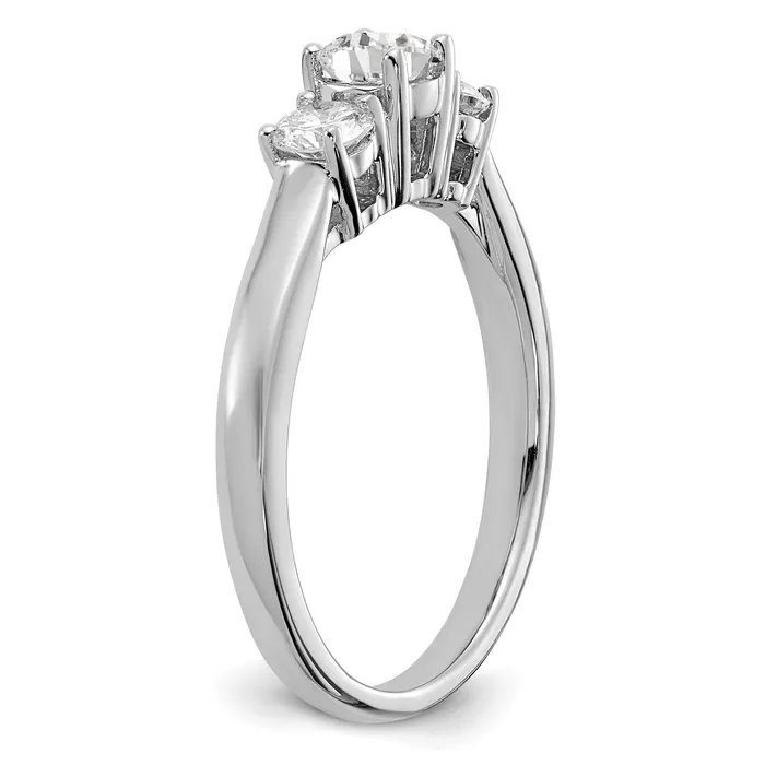 14k White Gold 38 Ct Ct Lab Grown Diamond VSSI G 38 Ct Center Round Three Stone Engagement Ring Goldia Rings