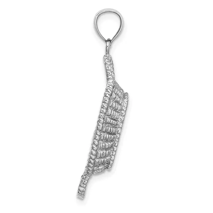 14k White Gold 3D 2 Handles Rectangular Basket Charm Goldia Charm Necklaces