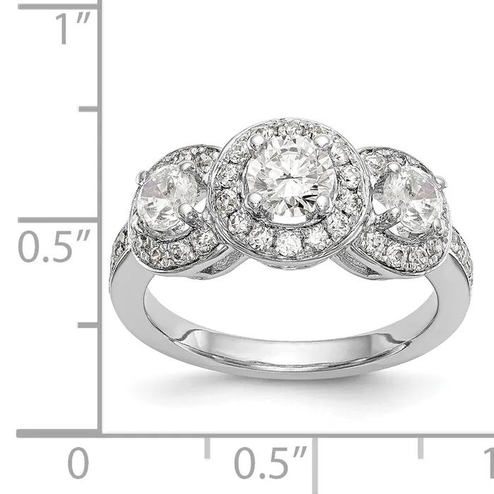 14K White Gold 3 Stone Simulated Diamond Engagement Ring Goldiacom Rings