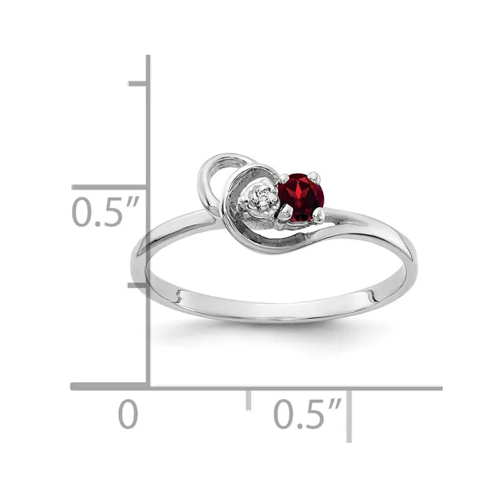14k White Gold 3mm Garnet A Real Diamond ring Goldia Rings