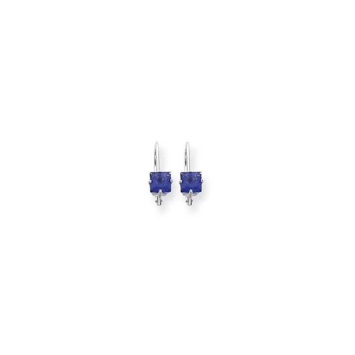 14k White Gold 5mm Princess Cut Tanvorite leverback Earrings Goldia Earrings 14k White Gold 5mm Princess Cut Tanvorite leverback Earrings Goldia Earrings