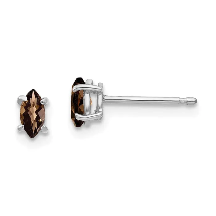 14k White Gold 5X25mm Marquise CheckerCut Smok Yellow Gold Quartz Earring Goldia Earrings 14k White Gold 5X25mm Marquise CheckerCut Smok Yellow Gold Quartz Earring Goldia Earrings