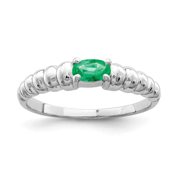14k White Gold 5x3mm Oval Emerald ring Goldia Rings
