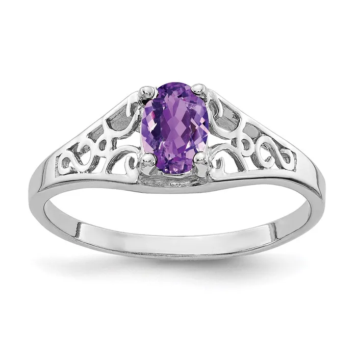 14k White Gold 6x4mm Oval Amethyst ring Goldia Rings