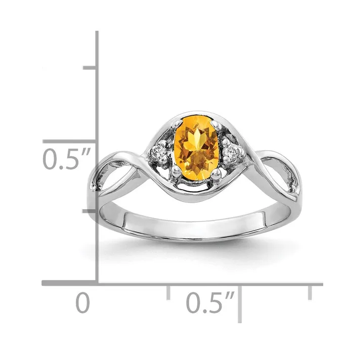 14k White Gold 6x4mm Oval Citrine A Real Diamond ring Goldia Rings