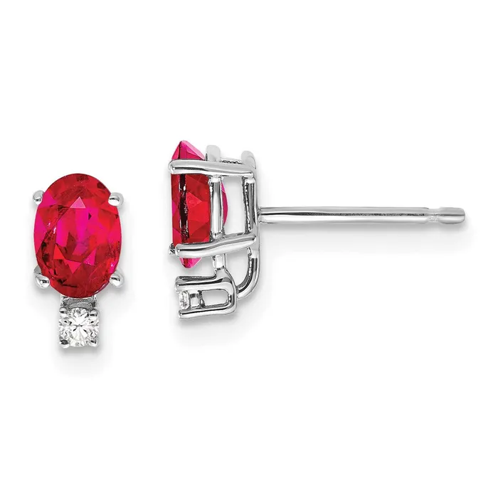 14k White Gold 6x4mm Oval Ruby A Real Diamond Earrings Goldia Earrings