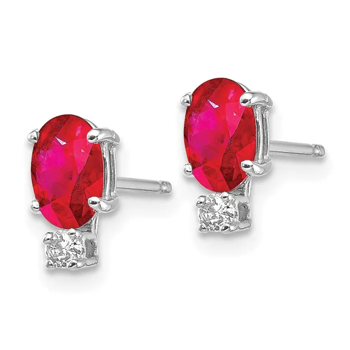 14k White Gold 6x4mm Oval Ruby A Real Diamond Earrings Goldia Earrings