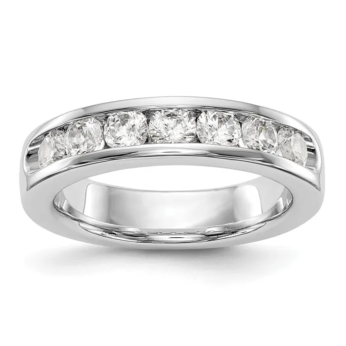 14k White Gold 7Stone 1 carat Round Diamond Complete Channel Band Goldia Rings 14k White Gold 7Stone 1 carat Round Diamond Complete Channel Band Goldia Rings