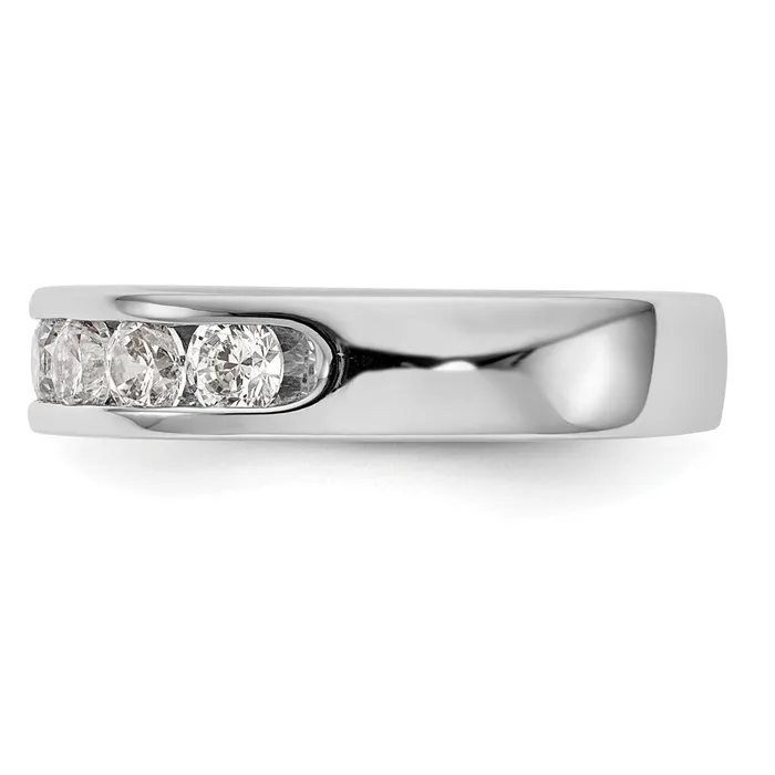 14k White Gold 7Stone 1 carat Round Diamond Complete Channel Band Goldia Rings