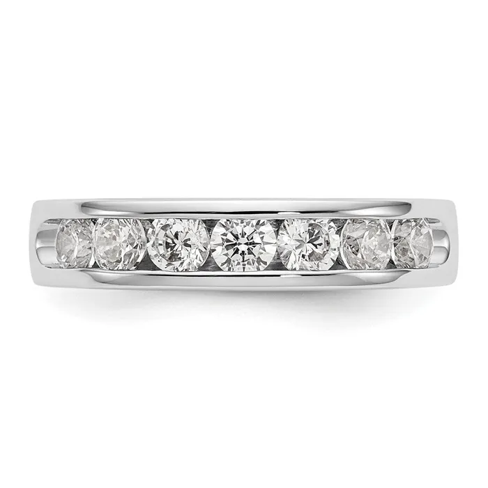 14k White Gold 7Stone 1 carat Round Diamond Complete Channel Band Goldia Rings