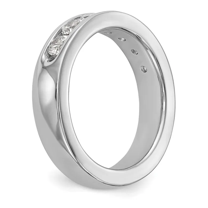 14k White Gold 7Stone 1 carat Round Diamond Complete Channel Band Goldia Rings