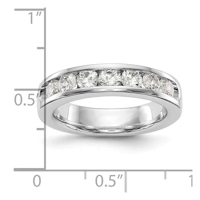 14k White Gold 7Stone 1 carat Round Diamond Complete Channel Band Goldia Rings