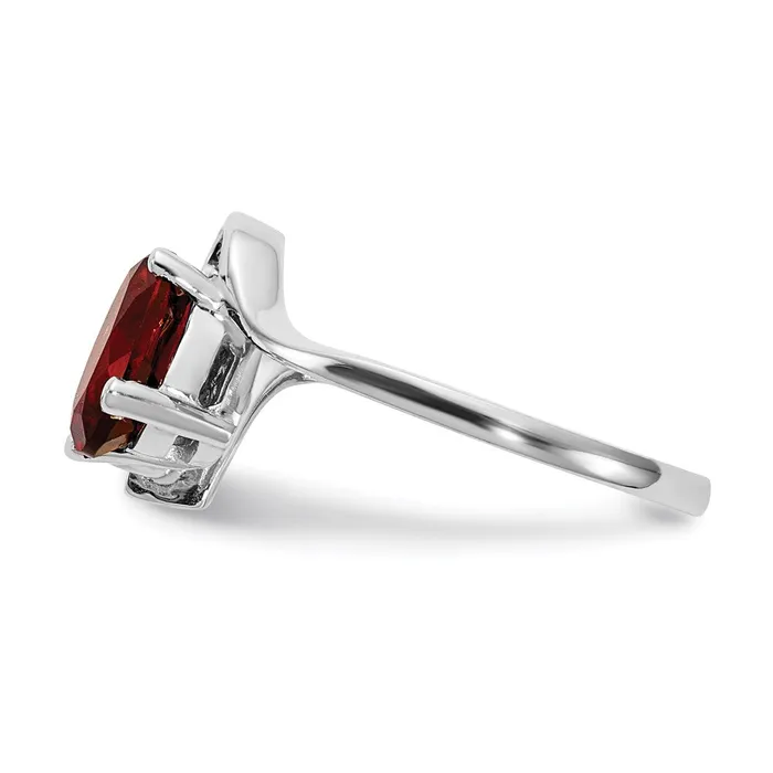 14k White Gold 8x6mm Oval Garnet A Real Diamond ring Goldia Rings